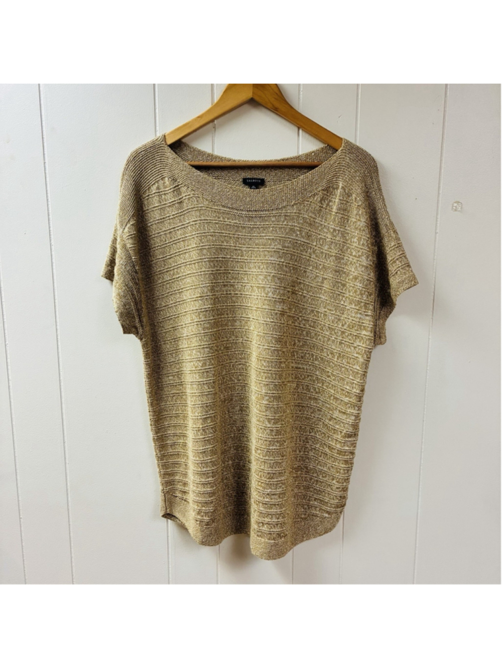 Talbots Womens 100% LINEN Ribbed Sweater X-Large Beige Coastal Luxury Autumn